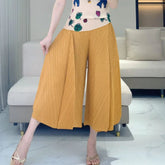 Women's Elegant Plissé Pleated Japanese Wide Leg Trousers | HEYFANCYSTYLE